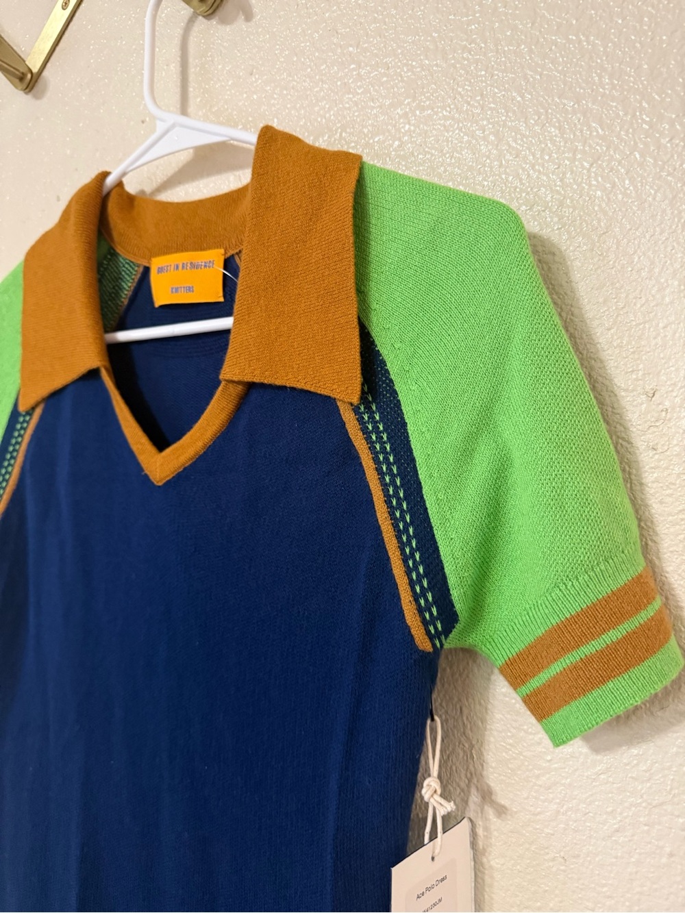 Guest In Residence Ace Polo Dress in Navy Combo Cotton Cashmere Blend NEW XS - Picture 6 of 8